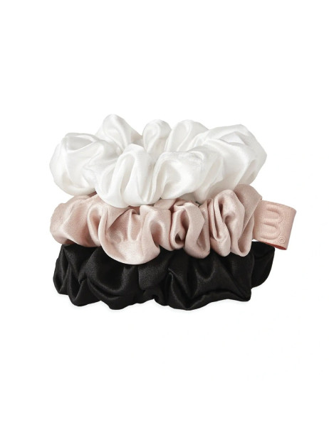 Mon Mou Silk Medium Scrunchies Set 1 Набір резинок середнього розміру (чорна, біла, нюдова)