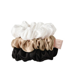 Mon Mou Silk Medium Scrunchies Set 2 Набір резинок середнього розміру (чорна, біла, бежева) - Написати відгук