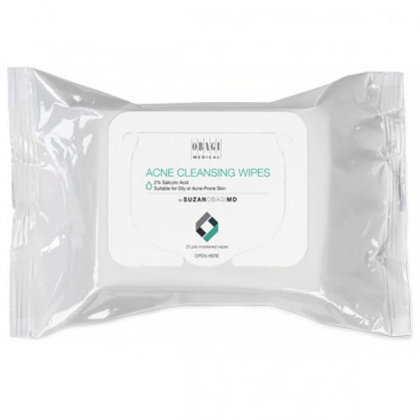 Obagi SUZANOBAGIMD Acne Cleansing Wipes Очищуючі серветки для жирної / проблемної шкіри з 2% саліциловою кислотою (25 шт)