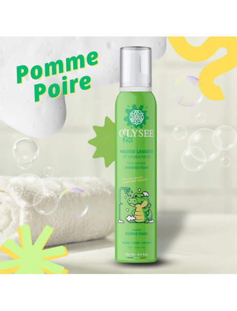O'lysee Whipped Shower Foam Apple & Pear Детская увлажняющая крем-пенка для купания 3 в 1 с ароматом яблока и груши
