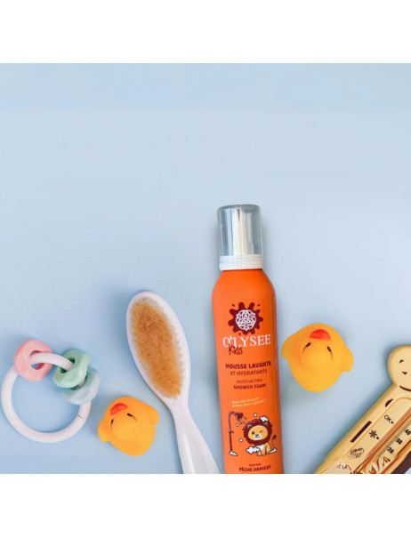 O'lysee Whipped Shower Foam Peach & Apricot Детская увлажняющая крем-пенка для купания 3 в 1 с ароматом персика и абрикоса