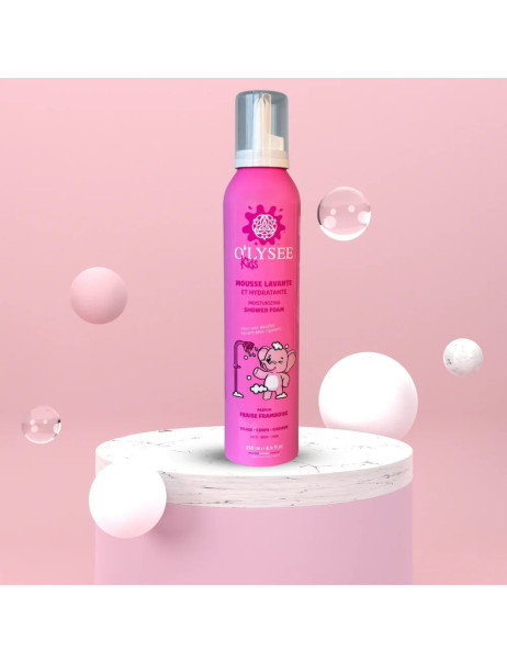 O'lysee Whipped Shower Foam Strawberry & Raspberry Детская увлажняющая крем-пенка для купания 3 в 1 с ароматом клубники и малины