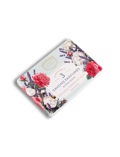 Panier des Sens Scented Solid Soaps Gift Set Подарочный набор ароматического мыла Хлопок, Лаванда, Роза