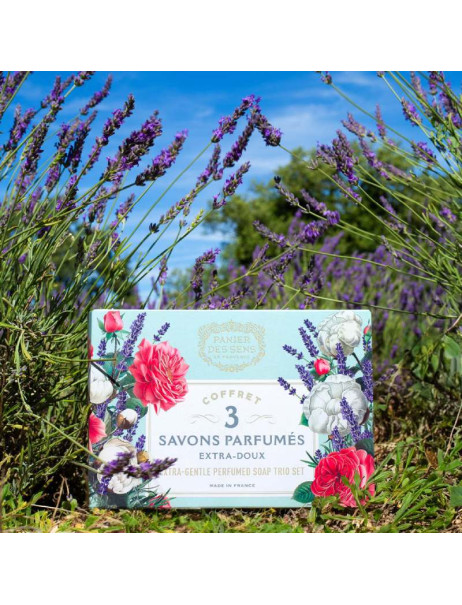 Panier des Sens Scented Solid Soaps Gift Set Подарочный набор ароматического мыла Хлопок, Лаванда, Роза
