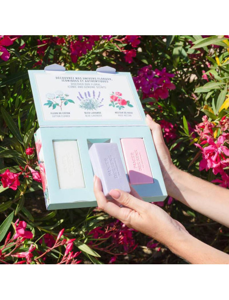 Panier des Sens Scented Solid Soaps Gift Set Подарочный набор ароматического мыла Хлопок, Лаванда, Роза