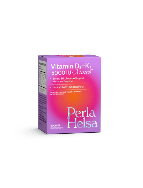 Perla Helsa Vitamin D3 + K2 Match 5000 IU + 75 mcg Вітамін Д3 + K2