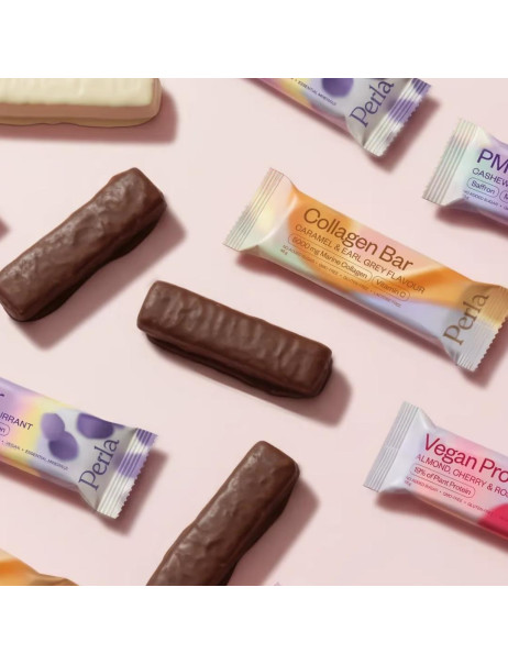 Perla Helsa Collagen Bar Функціональний батончик з мигдалем зі смаком карамелі та чаю Earl Grey