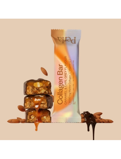 Perla Helsa Collagen Bar Функціональний батончик з мигдалем зі смаком карамелі та чаю Earl Grey
