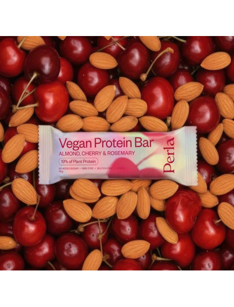 Perla Helsa Vegan Protein Bar Протеиновый батончик в белой глазури с миндалем, вишней и розмарином