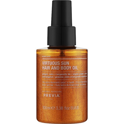 Previa Natural Virtuous Sun Hair And Body Oil Олія-шимер для волосся та тіла