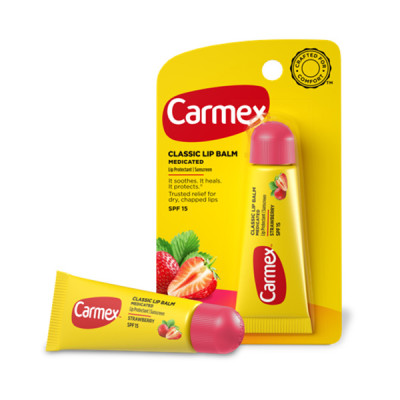 Carmex Lip Balm Tube Strawberry SPF 15 Бальзам для губ с клубникой