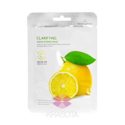 BeauuGreen Clarifying Lemon Тканинна маска для обличчя з екстрактом лимона 