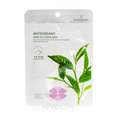 BeauuGreen Antioxidant Green Tea Тканинна маска для обличчя з екстрактом зеленого чаю 