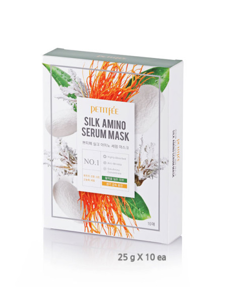 PETITFEE Маска для обличчя з протеїнами шовку 25g Silk Amino Serum Mask
