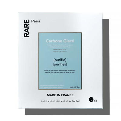 RARE Paris Box of 5 Carbone Glacé Purifying Face Mask Набір з п'яти очищувальних масок для обличчя з гамамелісом та екстрактом мальви
