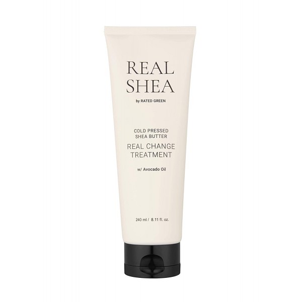 Rated Green Real Shea Cold Pressed Shea Butter Change Treatment Поживна маска для сухих, кучерявих і пошкодженого волосся 