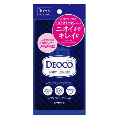 ROHTO Deoco Body Cleanse Sheets Очищаючі вологі серветки для тіла для свіжості, проти неприємного запаху