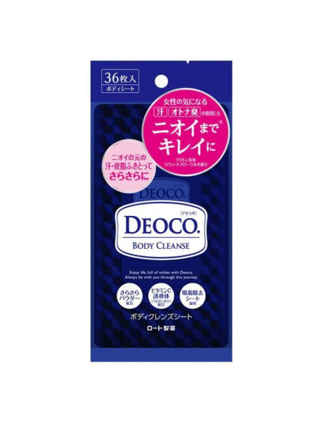 ROHTO Deoco Body Cleanse Sheets Очищающие влажные салфетки для тела для свежести, против неприятного запаха