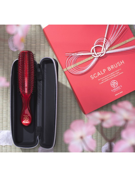 S-Heart-S Sasso Scalp Brush Premium Red Long (Gift Box) Расческа в подарочном боксе