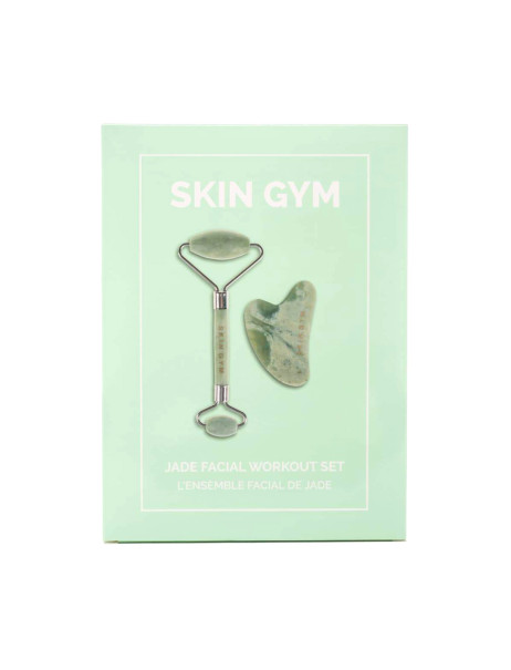 Skin Gym Jade Workout Set Набір з нефриту: ролер для обличчя і скребок гуаша