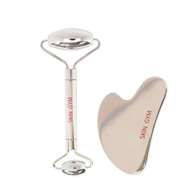 Skin Gym Cryo Stainless Steel Workout Set Набор роллер и скребок гуаша из нержавеющей стали