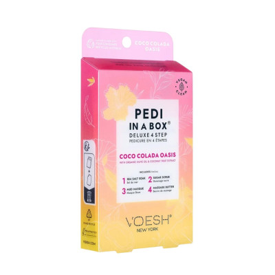 Voesh Pedi In A Box Deluxe 4 Step Coco Colada Oasis Набір для педикюру делюкс "Кокосовий оазис"