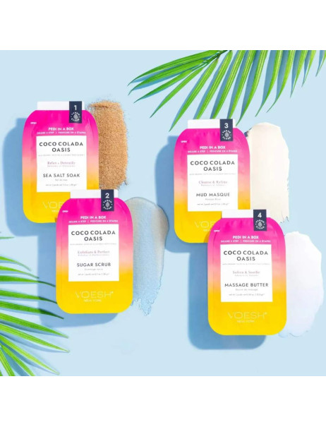 Voesh Pedi In A Box Deluxe 4 Step Coco Colada Oasis Набор для педикюра делюкс 