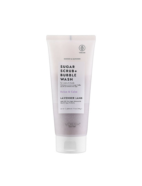 Voesh Sugar Scrub & Bubble Wash For Scalp and Body Lavender Land Цукровий скраб для шкіри голови та тіла 