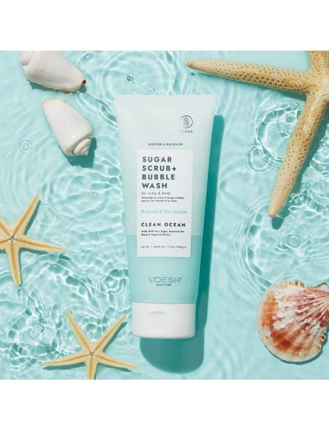 Voesh Sugar Scrub & Bubble Wash For Scalp and Body Clean Ocean Сахарный скраб для кожи головы и тела 