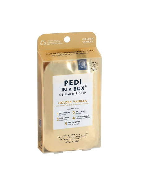 Voesh Pedi in a Box Glimmer 5 Step Golden Vanilla Набор для спа-педикюра 5 шагов 