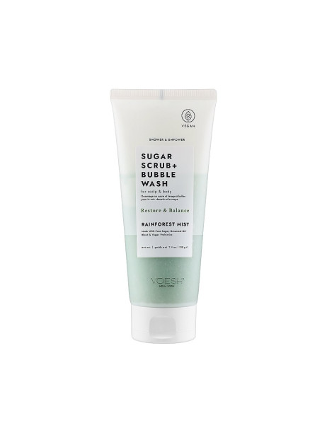 Voesh Sugar Scrub & Bubble Wash For Scalp and Body Rainforest Mist Цукровий скраб для шкіри голови та тіла 