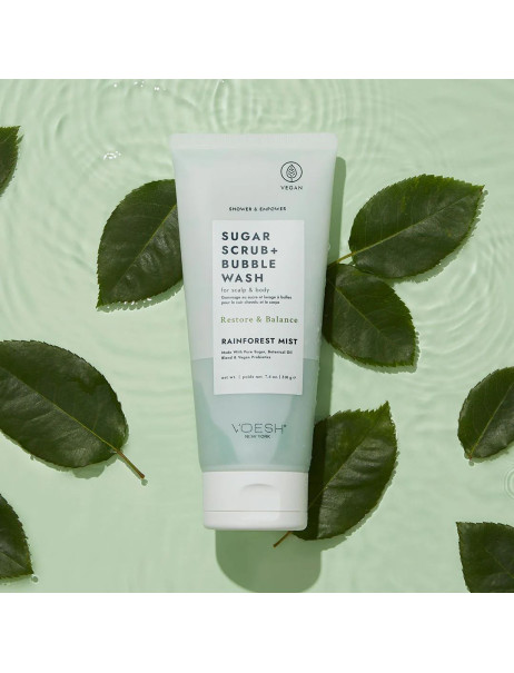 Voesh Sugar Scrub & Bubble Wash For Scalp and Body Rainforest Mist Цукровий скраб для шкіри голови та тіла 