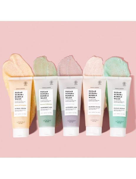 Voesh Sugar Scrub & Bubble Wash For Scalp and Body Blossom Bliss Сахарный скраб для кожи головы и тела 