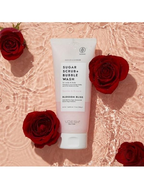 Voesh Sugar Scrub & Bubble Wash For Scalp and Body Blossom Bliss Сахарный скраб для кожи головы и тела 
