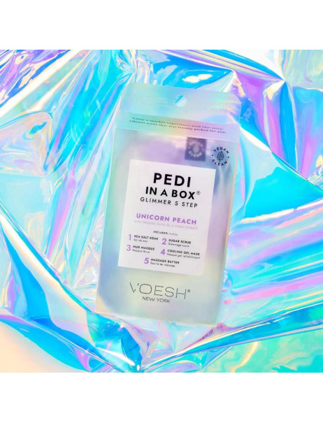 Voesh Pedi In A Box Glimmer 5 Step Unicorn Peach Набор для спа-педикюра 5 шагов 