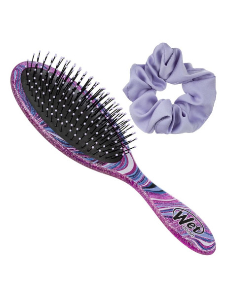 Wet Brush Swirl Detangle & Style Kit Набір, щітка для волосся + резинка Фіолетова
