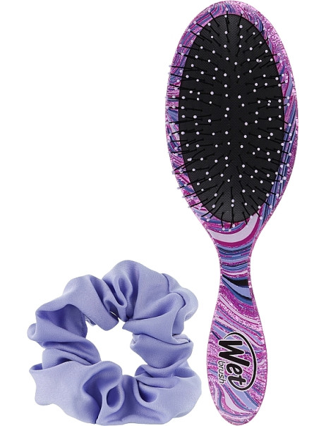 Wet Brush Swirl Detangle & Style Kit Набір, щітка для волосся + резинка Фіолетова
