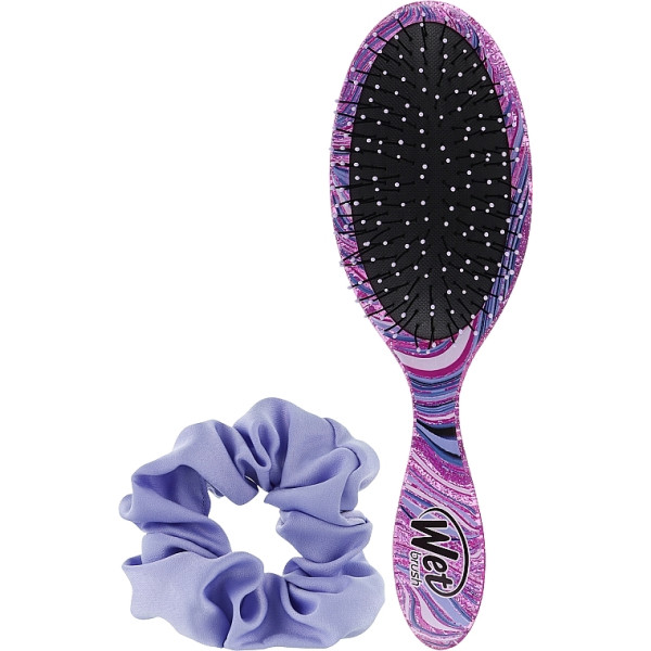 Wet Brush Swirl Detangle & Style Kit Набір, щітка для волосся + резинка Фіолетова