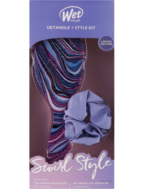 Wet Brush Swirl Detangle & Style Kit Набір, щітка для волосся + резинка Фіолетова