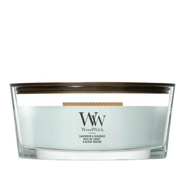 WoodWick Sagewood & Seagrass Ellipse Ароматична свічка з нотами шавлії, океану та кедра Еліпс