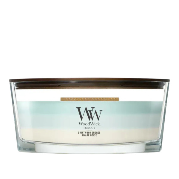 WoodWick Trilogy Driftwood Shores Ellipse Ароматична свічка з тришаровим ароматом Морського узбережжя Еліпс