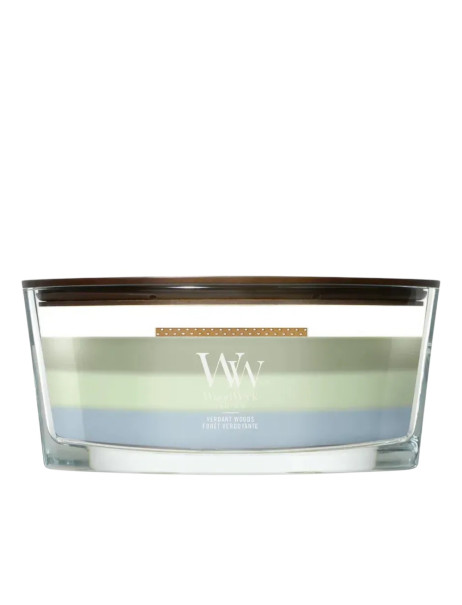 WoodWick Trilogy Verdant Woods Ellipse Ароматическая свеча с трёхслойным ароматом Зелёный лес Эллипс