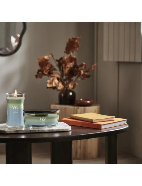 WoodWick Trilogy Verdant Woods Medium Ароматическая свеча с трёхслойным ароматом Зелёный лес Средняя