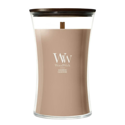 WoodWick Cashmere Large Ароматична свічка з ароматом айви, ірису та сандалу Велика