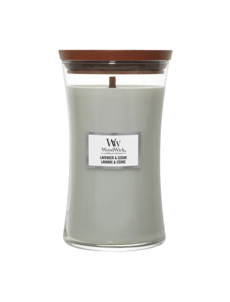 WoodWick Lavender & Cedar Large Ароматична свічка з ароматом кипариса, перцю і лимону Велика