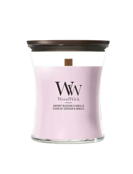 WoodWick Cherry Blossom & Vanilla MediumАроматическая свеча с ароматом цветущей вишни и ванили Средняя