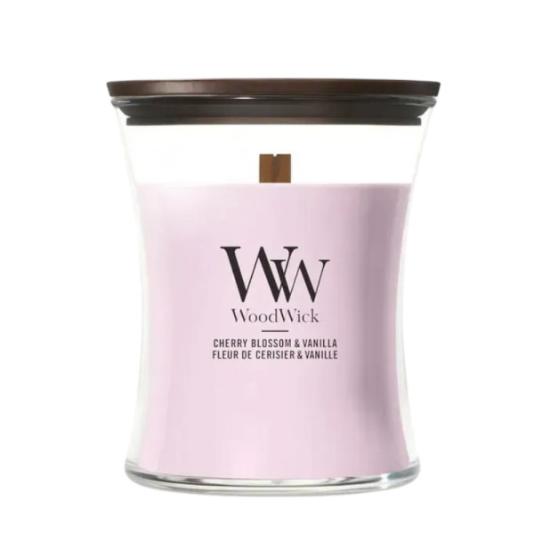 WoodWick Cherry Blossom & Vanilla Medium Ароматична свічка з ароматом цвіту вишні та ванілі Середня