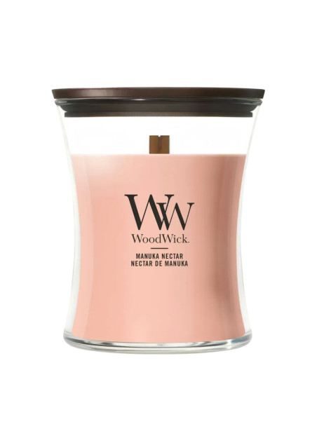 WoodWick Manuka Nectar Medium Ароматическая свеча с персиком, медом и манго Средняя