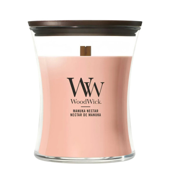 WoodWick Manuka Nectar Medium Ароматична свічка з персиком, медом і манго Середня