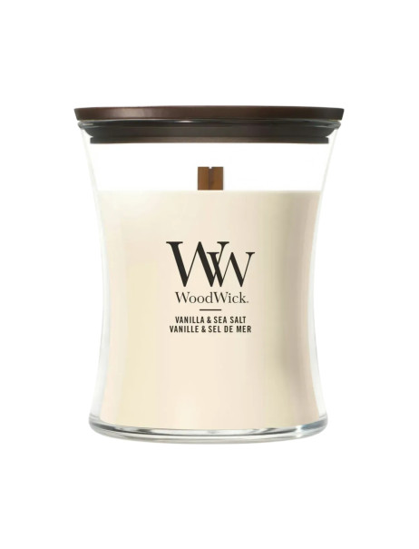 WoodWick Vanilla & Sea Salt Medium Ароматична свічка з ароматом ванілі та морської солі Середня